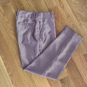 KATE SPADE Margaux Pink and Black CROP Pants with Geometric Pattern Size 2 EUC